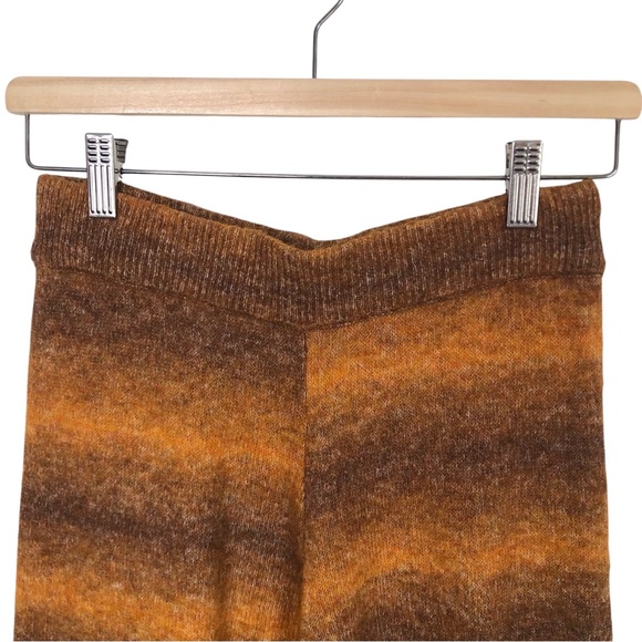 ZARA Orange Brown Ombre Stripe Wide Leg Pull On Pants Soft Alpaca Blend Medium - Picture 3 of 7